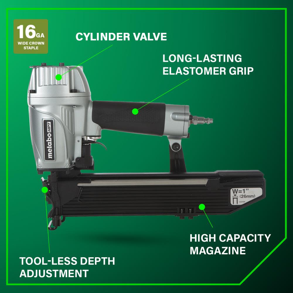 Metabo HPT 1 Inch 16 Gauge Wide Crown Stapler | N5024A2