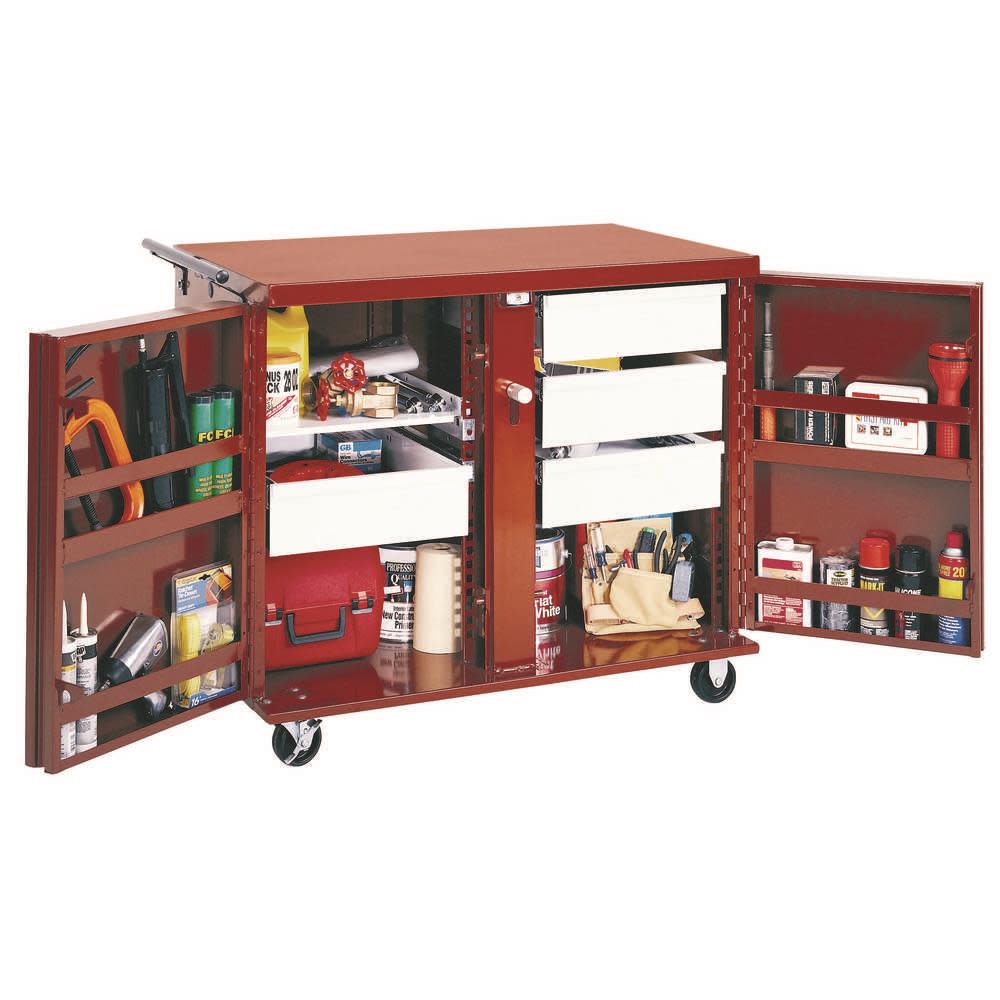 Crescent JOBOX Rolling Work Bench 2 Drawers 2 Shelves 6" Casters