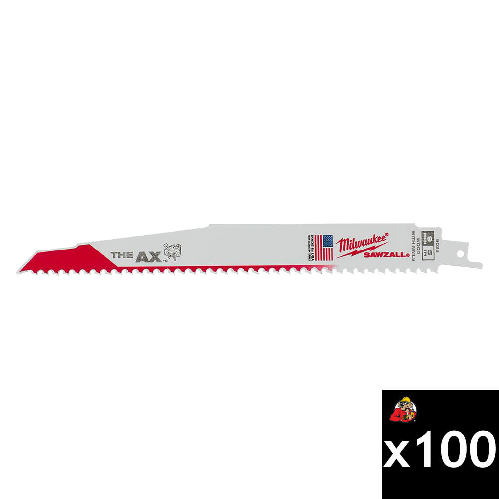 Milwaukee 9 Inch 5/8 TPI White Bi-Metal Reciprocating Saw Blade Bundle, 100 Pieces