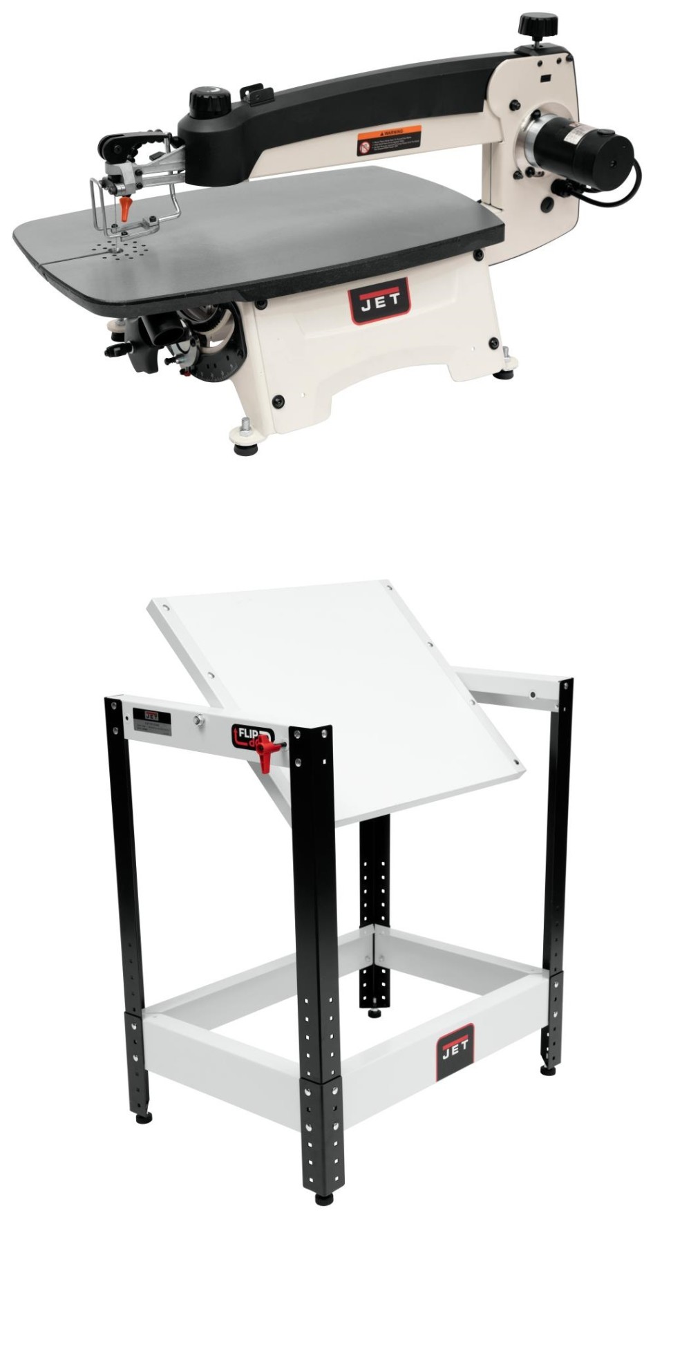 Jet JWSS22B Scroll Saw 22" with Foot Switch and Flip Top Stand Bundle