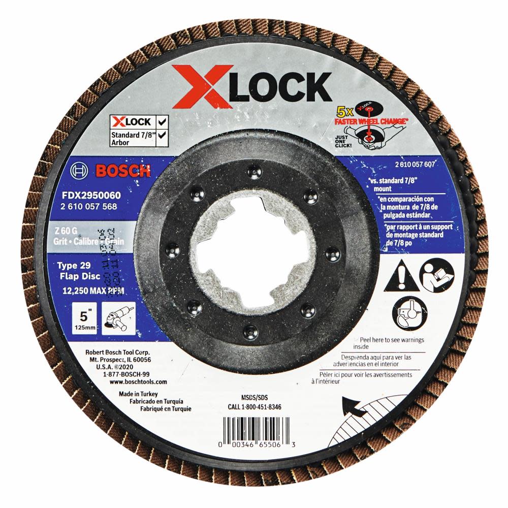 

Bosch X LOCK Arbor Type 29 60 Grit Flap Disc 5"