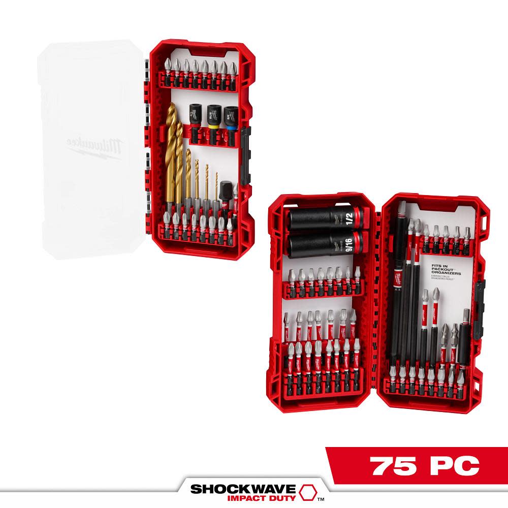Milwaukee SHOCKWAVE Impact Duty Drill Drive & Fasten Set 75pc 48
