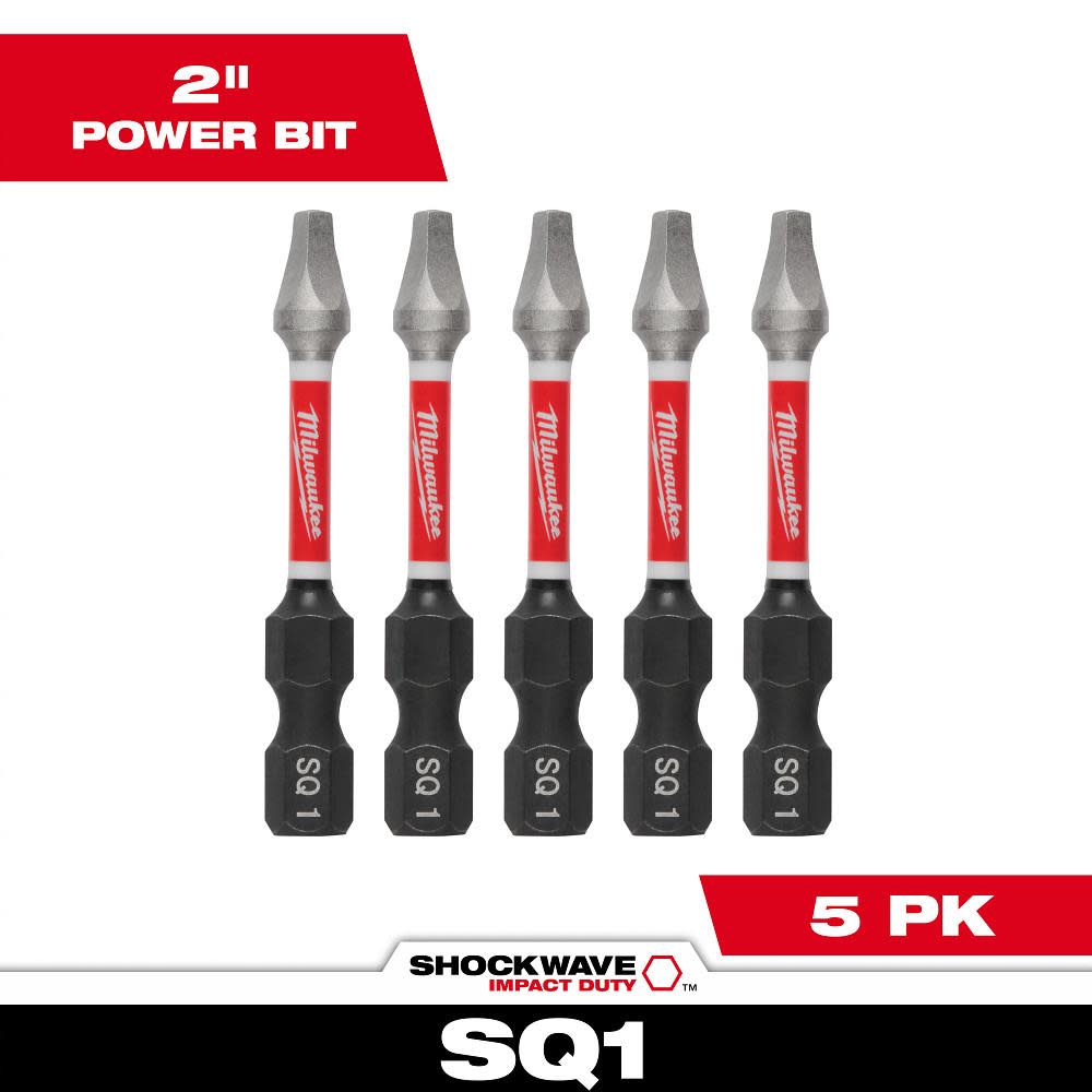 Milwaukee SHOCKWAVE 2 in. SQ1 Impact Driver Bits 5PK