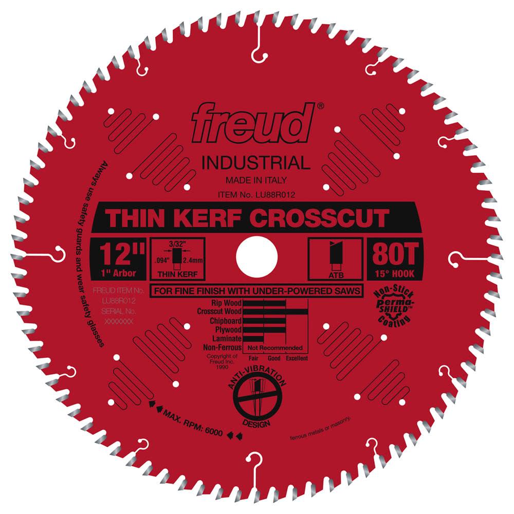 

Freud 12" Thin Kerf Fine Finish Crosscut Blade with Perma-SHIELD Coating