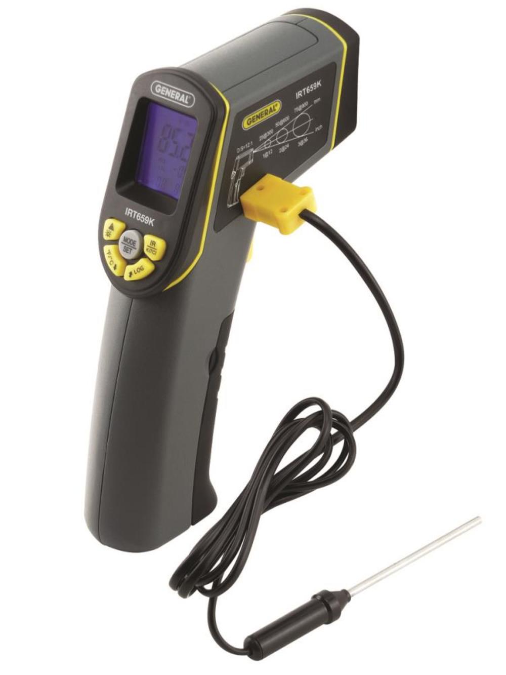 

General Tools 12:1 Wide-Range Infrared Thermometer with K Port and Adjustable Emissivity
