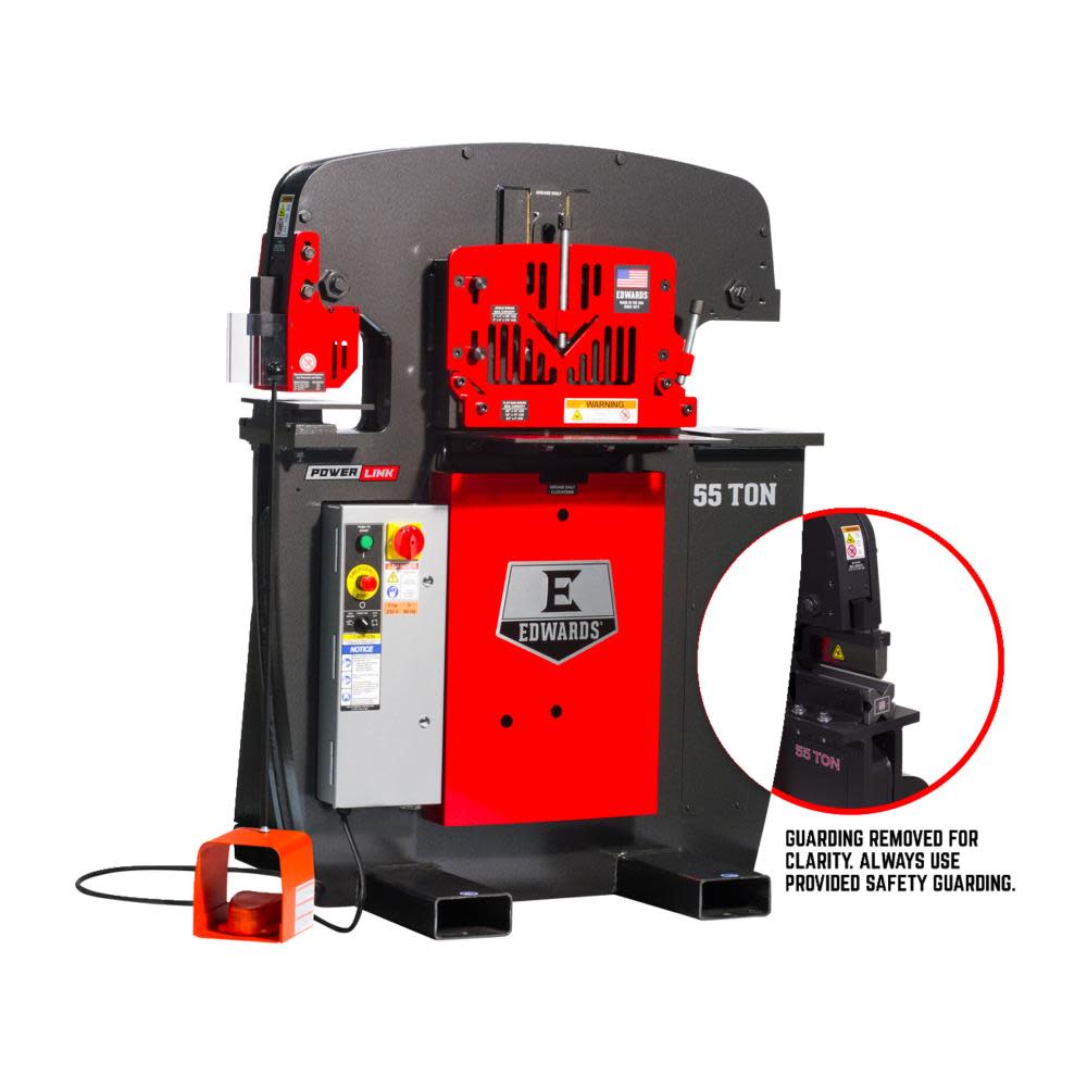 

Edwards 55 Ton Ironworker 3 Phase 230 Volt PowerLink 10" Brake