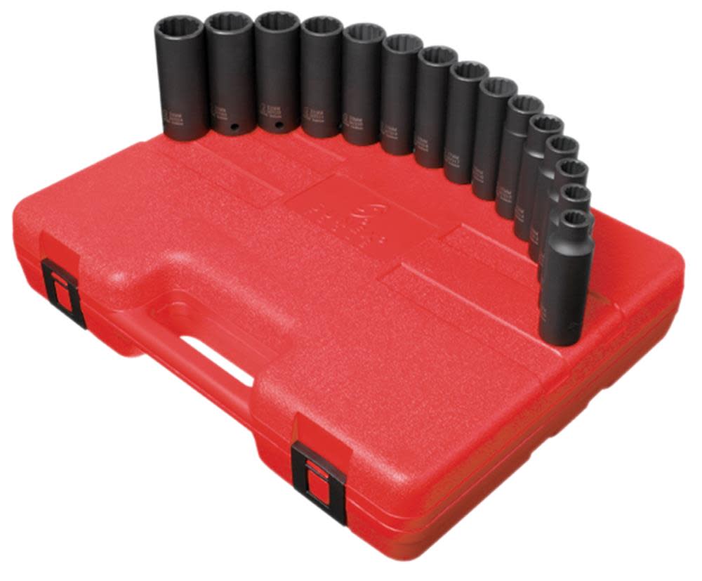 

Sunex 15 pc. 1/2 In. Drive 12 Pt. Metric Deep Impact Socket Set