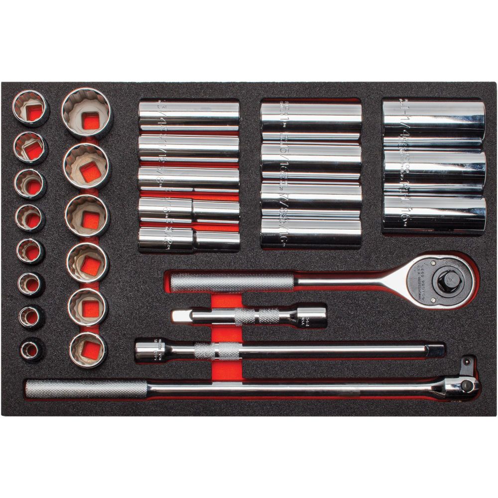 Proto 1/2in Drive 7in Pear Head Ratchet & Socket Set 30pc with