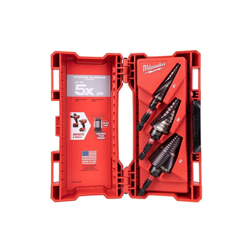 Milwaukee SHOCKWAVE Impact Duty Step Bit 3pc Set (#1 #2 #4)