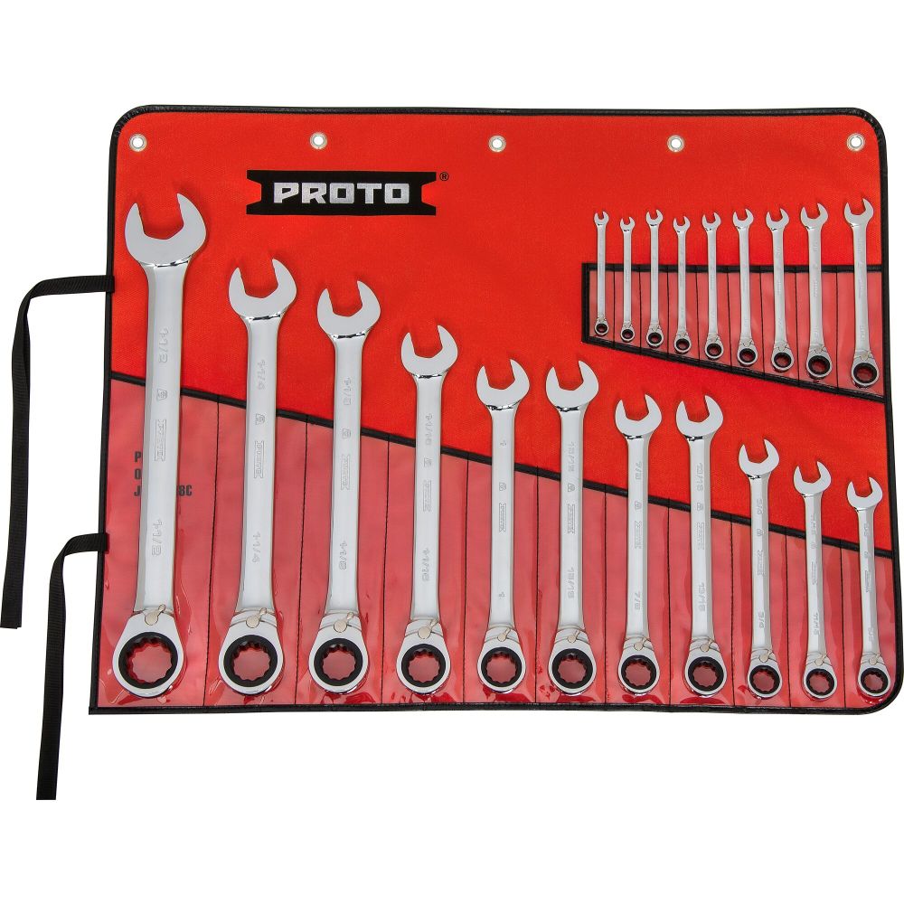 Proto Tools Ratchets Proto 20 Piece Full Polish Combination Reversible Ratcheting Wrench Set ...