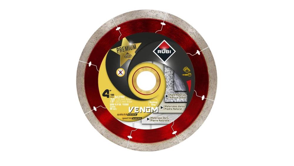 

Rubi Tools Premium Venom Dry 4 In. Diamond Blade (7/8" and 5/8" Arbor)