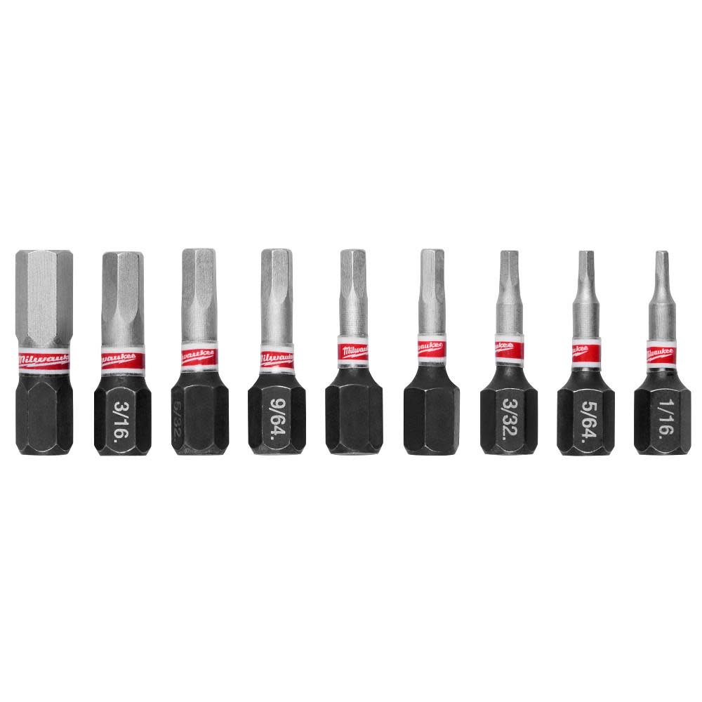 Milwaukee SHOCKWAVE 9-Piece Impact Hex Insert Bit Set 48-32