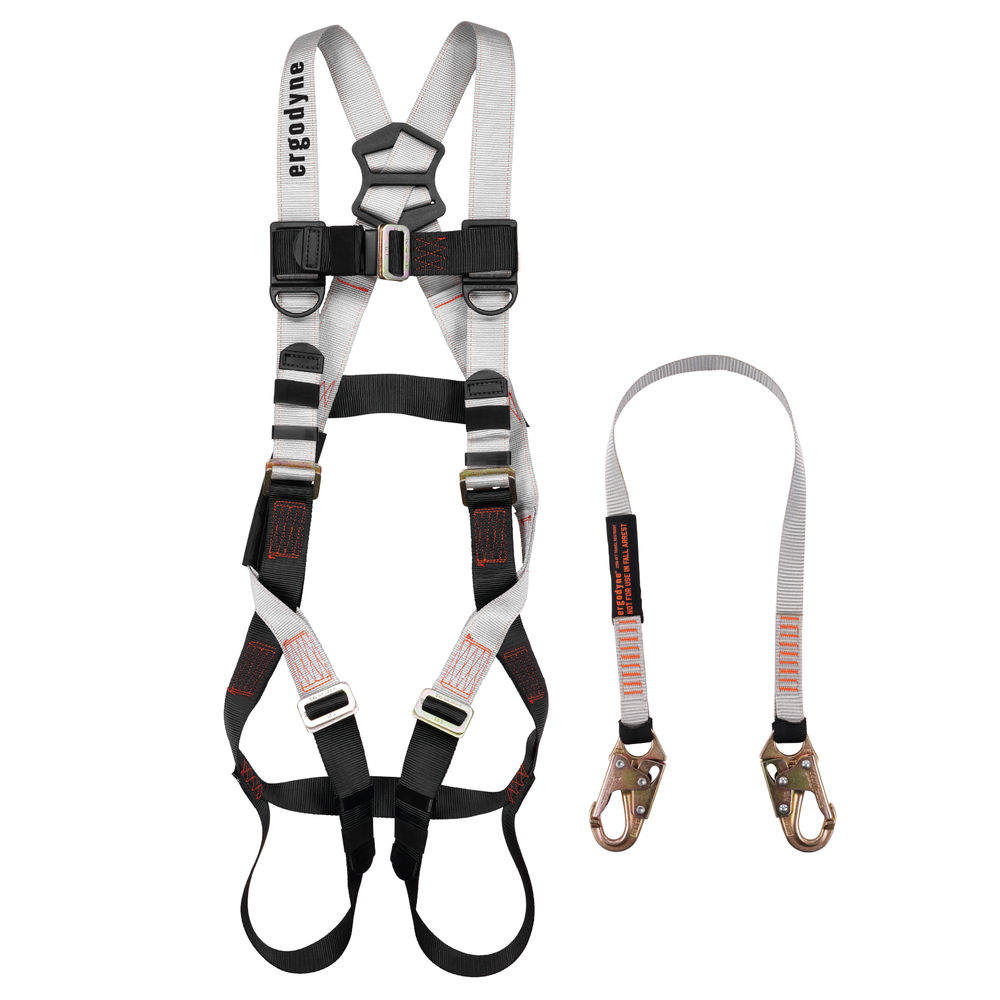 Ergodyne Squids 3201 Fall Restraint Harness & Lanyard Kit, Black