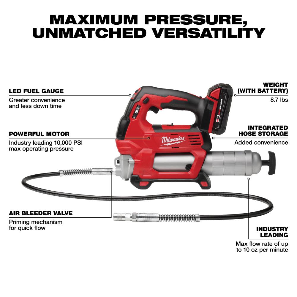Milwaukee M18 2 Speed Grease Gun 1CT Kit 2646 21CT Acme Tools