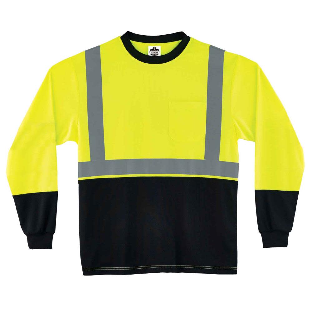 Ergodyne Glowear 8291BK Type R Class 2 Black Front Long Sleeve T-Shirt – 4XL