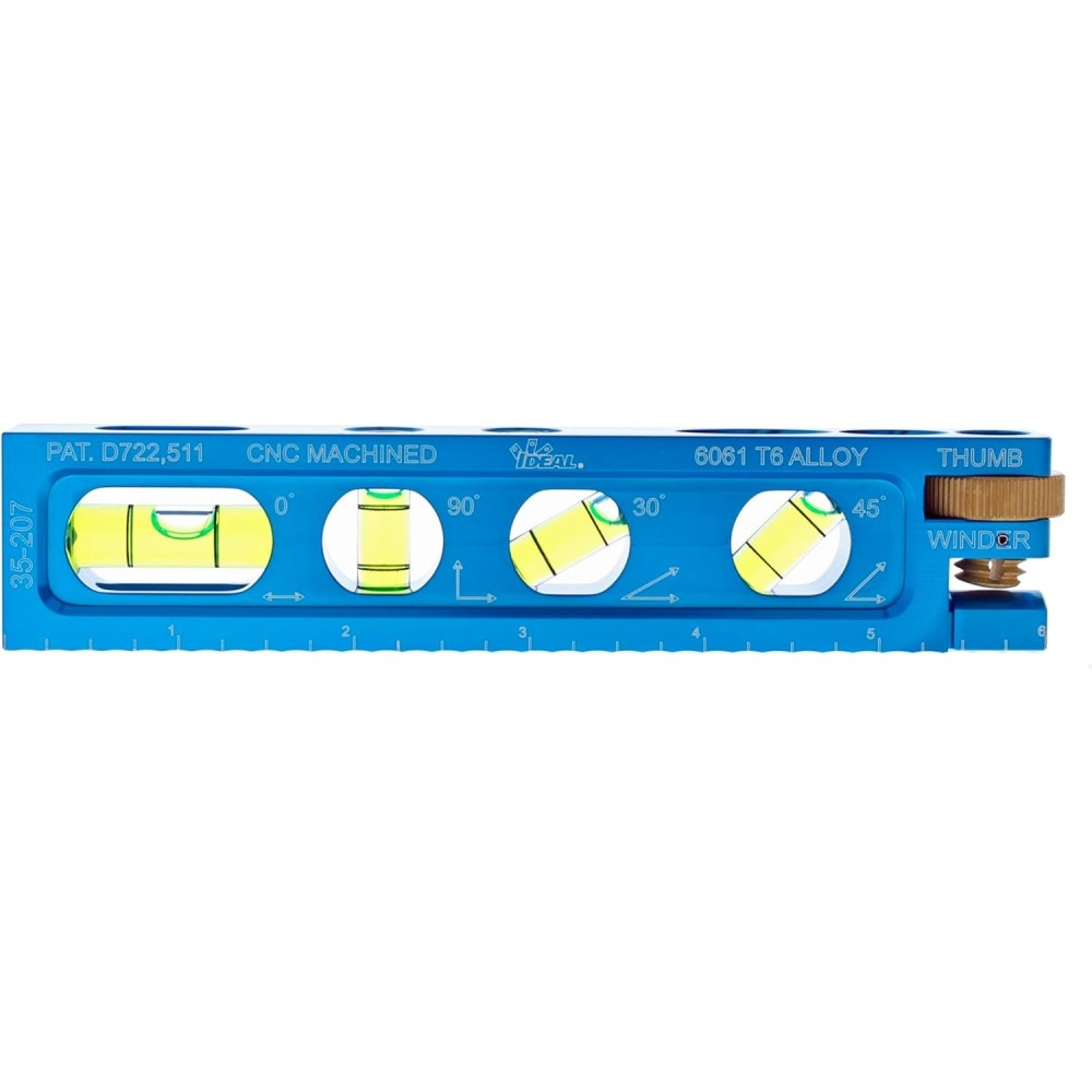 5 Inch Levels Ideal Industries 5/8 Inch Hole Diameter Aluminum 4+Vial Electrician ...