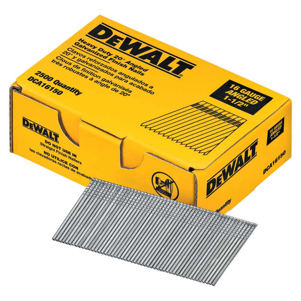 

DEWALT 1-1/2 in. 20 Degree 16 Gauge Finishing Nails (2500 pk)