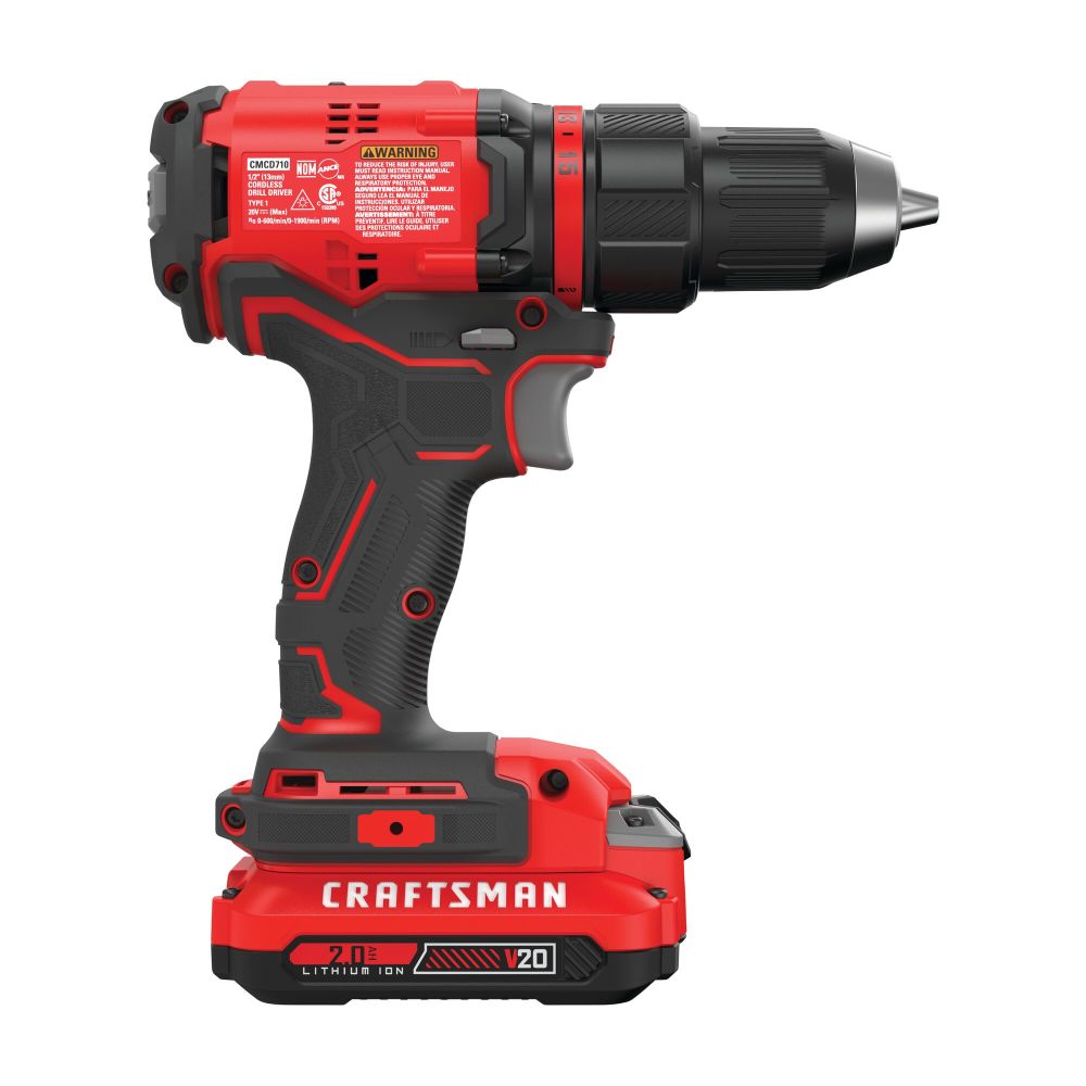 CRAFTSMAN V20 Cordless Brushless 1 2 Inch Drill Driver 2 Battery Kit CMCD710C2 Acme Tools