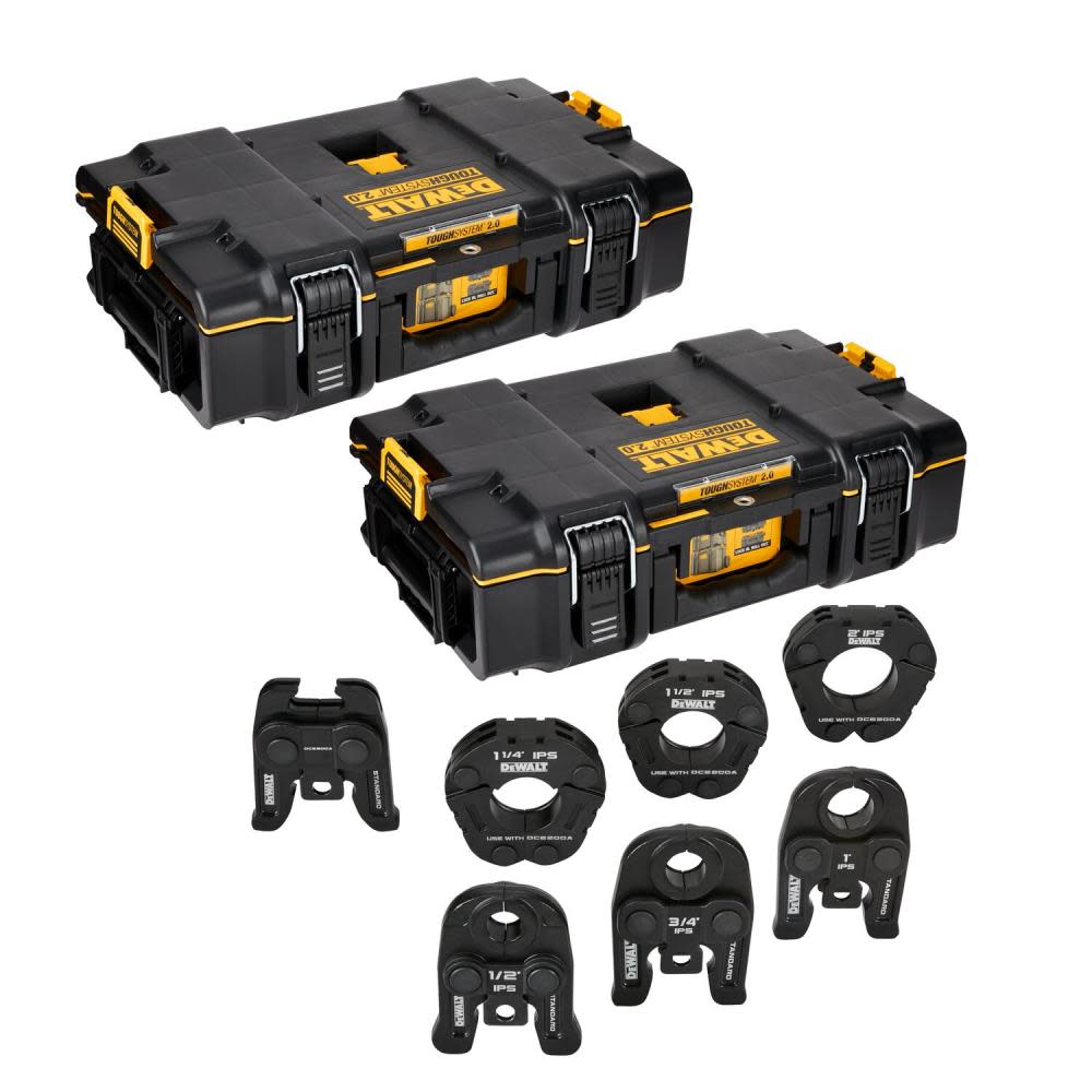 

DEWALT 1/2" to 2" Standard IPS Press Jaws & Rings with Toughsystem 2.0 Tool Boxes