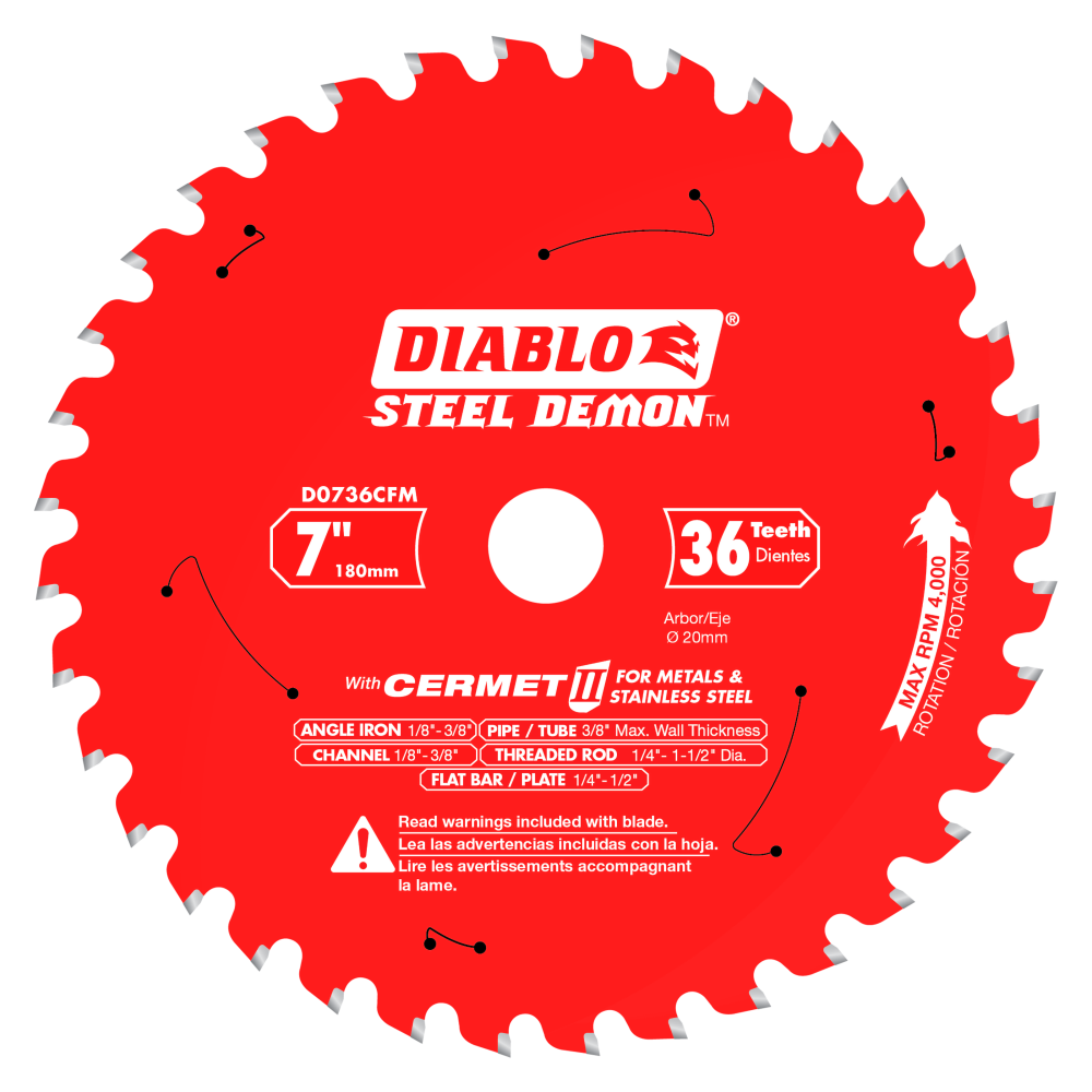 Diablo 7 x 36‑Tooth Steel Demon Cermet II Saw Blade for Metal & Stainless
