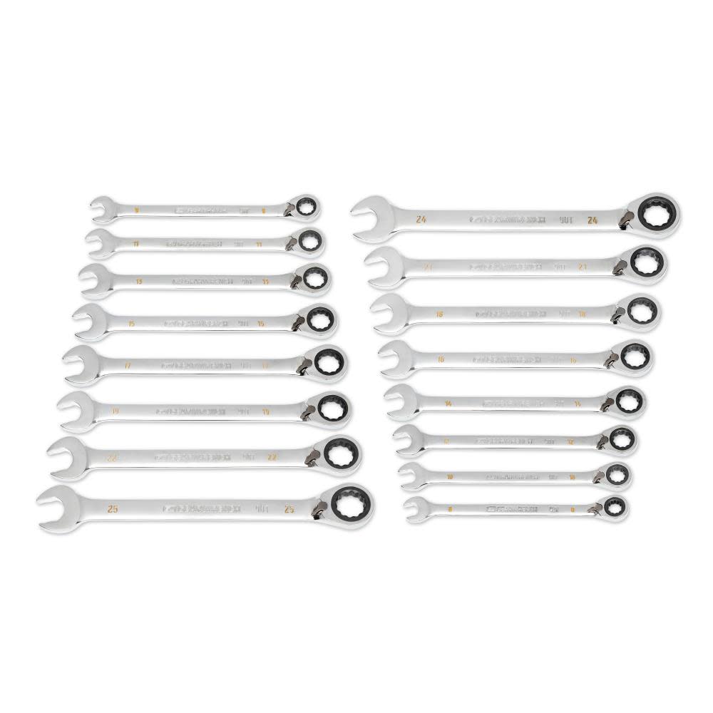 

GEARWRENCH Ratcheting Wrench Set 90 Tooth 12 Point Metric Reversible 16pc
