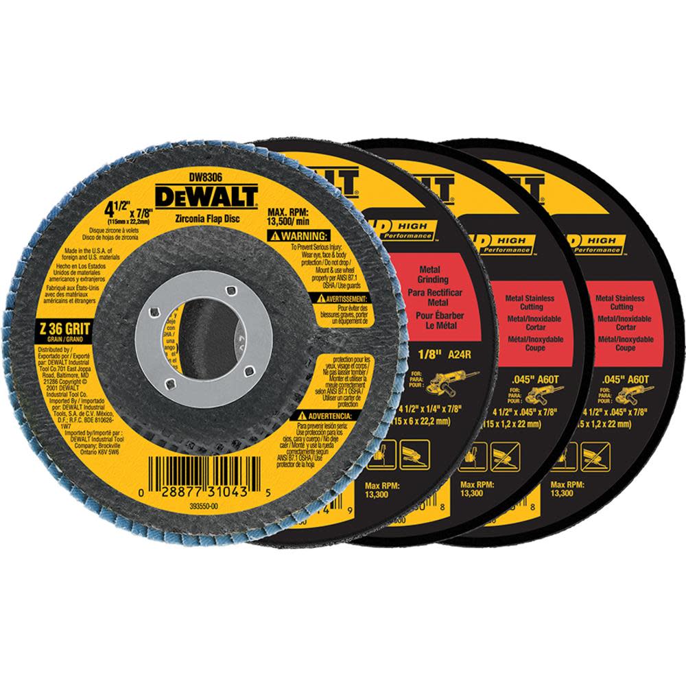

DEWALT 4-Pack Zirconia 4.5-in Grinding Wheel