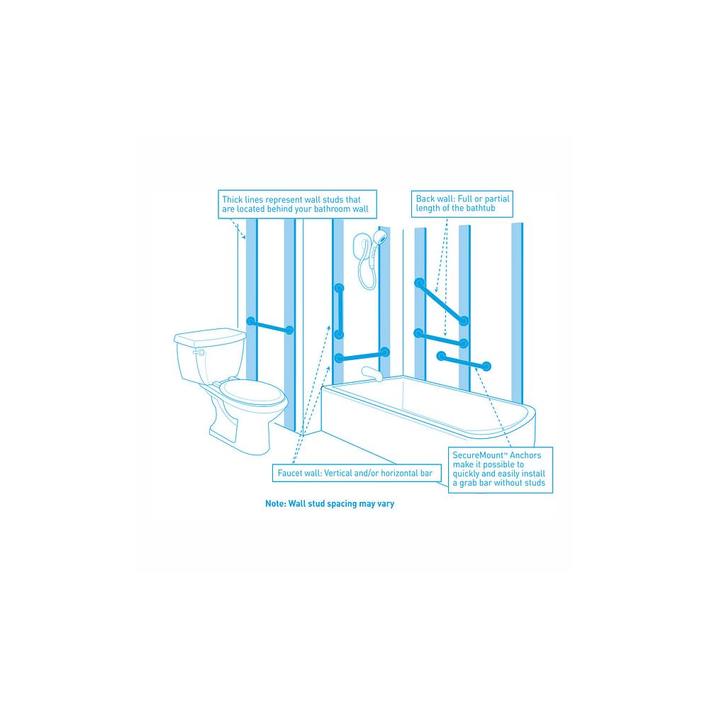Moen Home Care Chrome Steel Grab Bar Securemount Anchor Pair