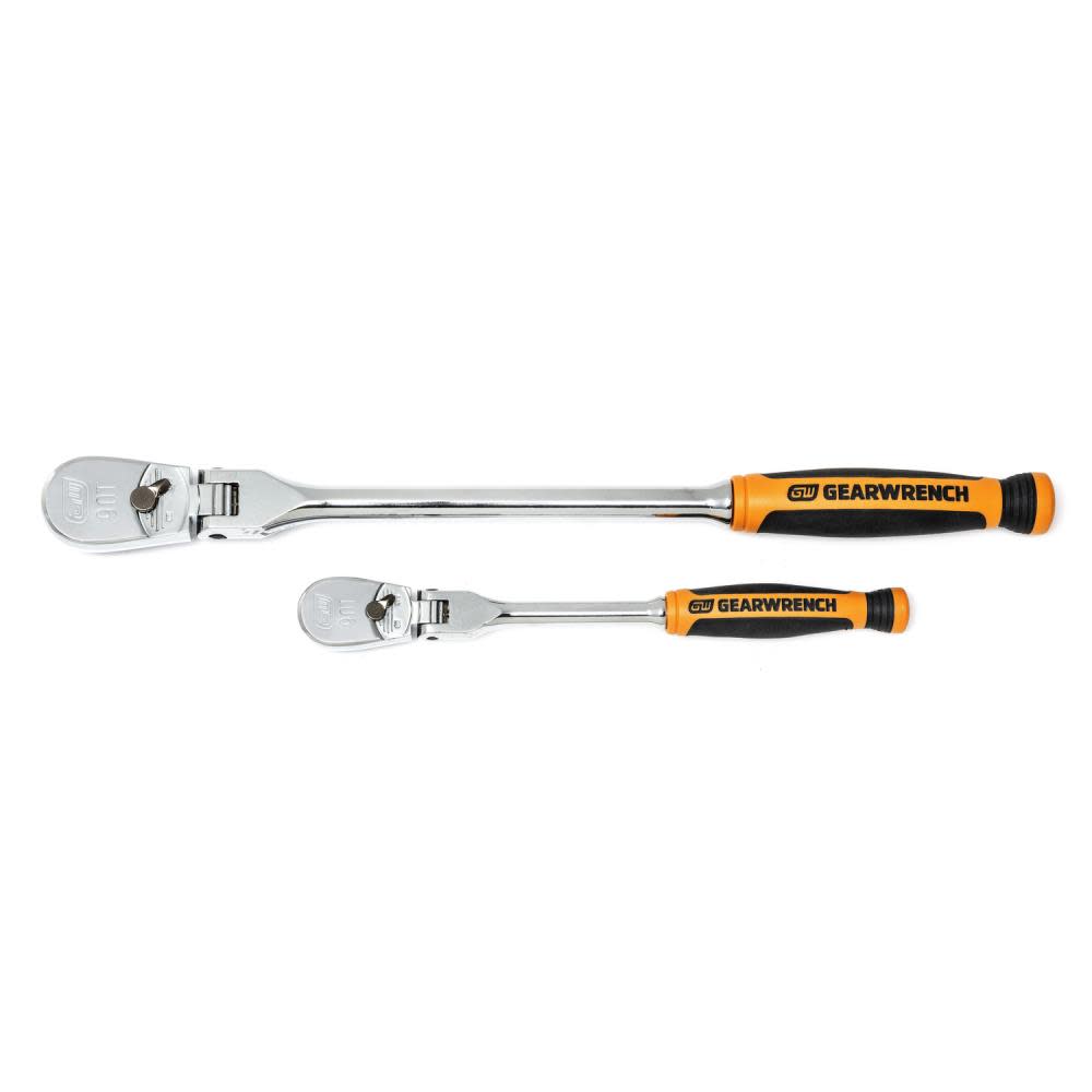 

GEARWRENCH 2 Piece 1/4" and 3/8" 90 Tooth Dual Material Flex Head Ratchet Set