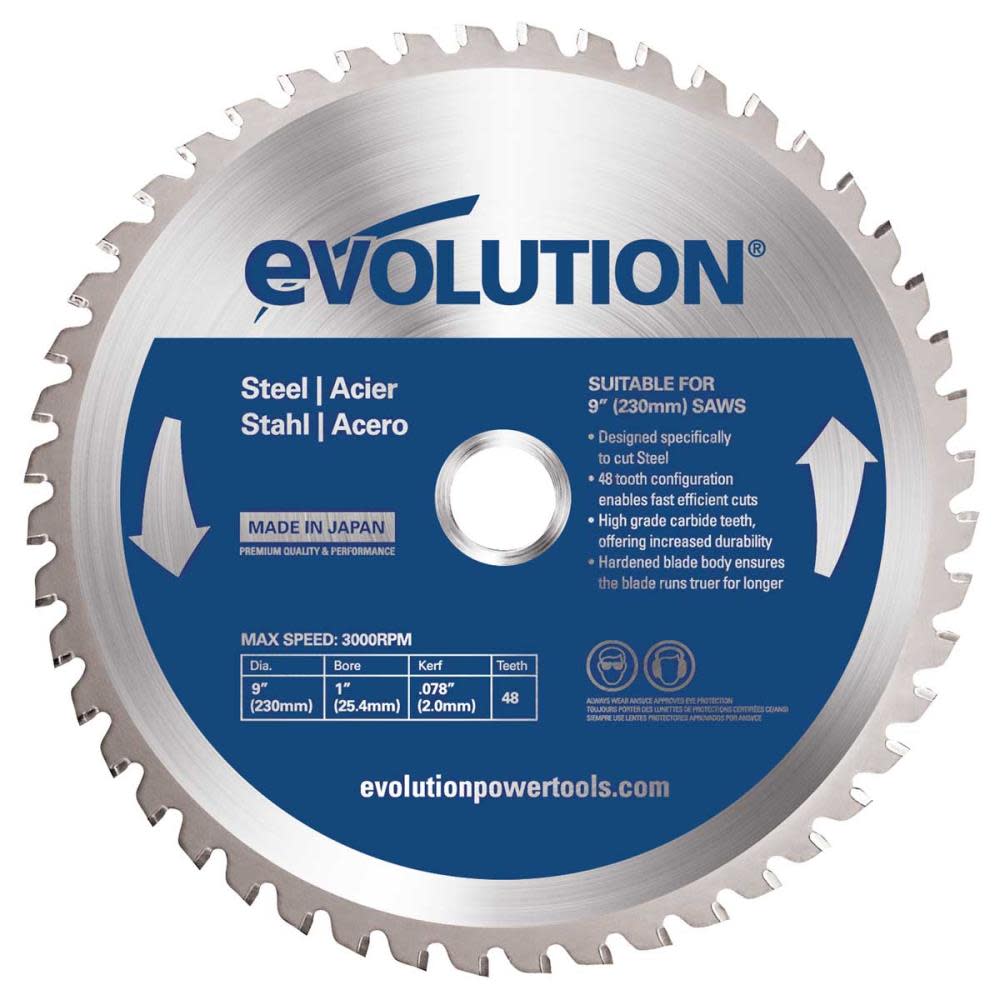 

Evolution Power Tools 9 in. 48 Tooth Mild Steel Tungsten Carbide-Tipped Cutting Blade