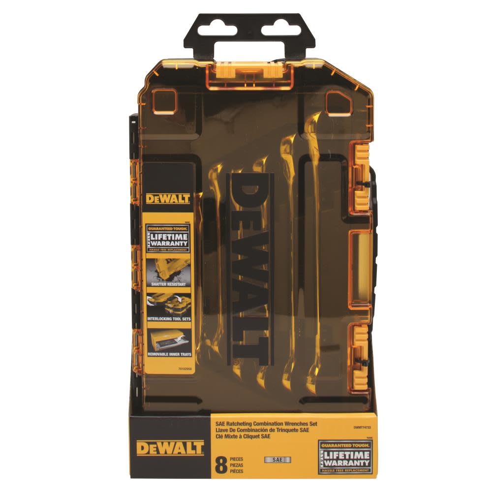 DEWALT Tough Box 8 pc. SAE Ratchet Combo Wrench Set DWMT74733