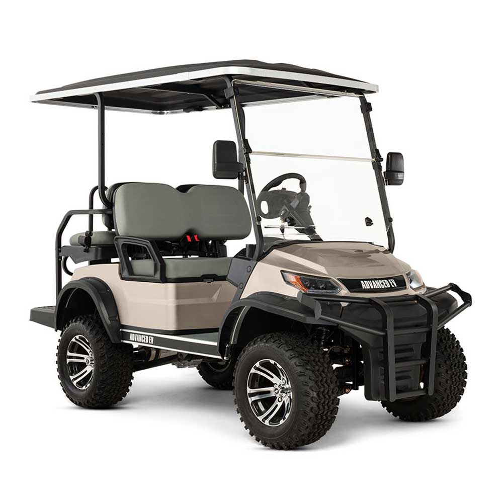 

Advanced EV ADVENT 4L Golf Car 48V Lifted Electric 2+2 Champagne