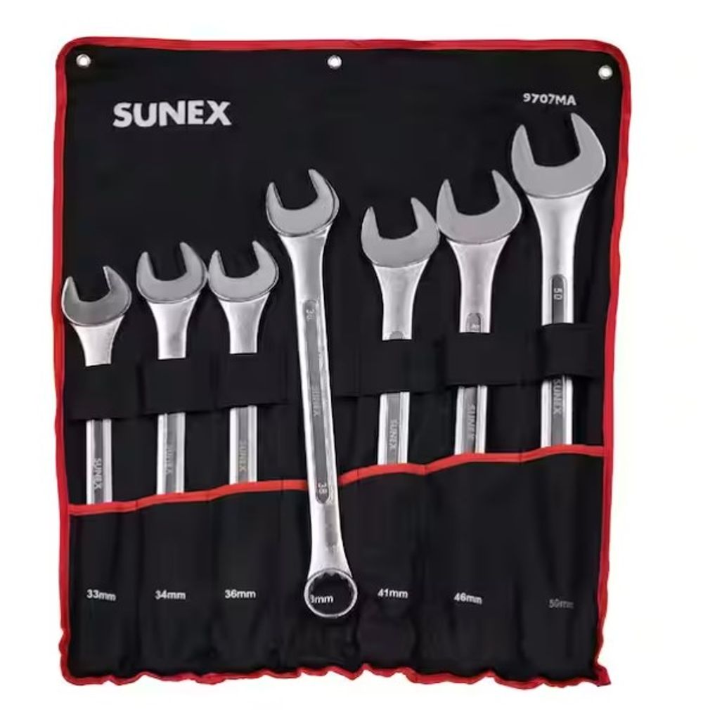 Sunex Metric Raised Panel Jumbo Combination Wrench Set 7 Pieces