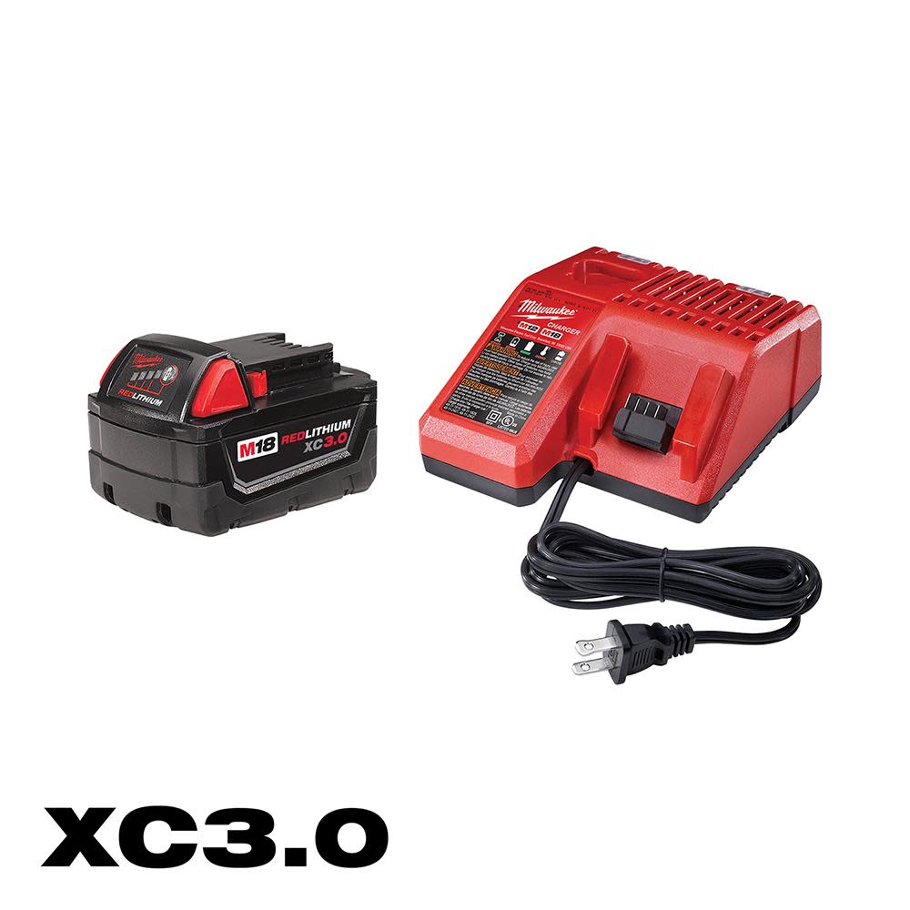 

Milwaukee M18 REDLITHIUM 3.0 Ah Battery and Charger Starter Kit