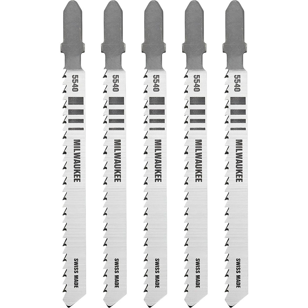 Milwaukee 4in 10TPI T-Shank Wood High Carbon Steel Jigsaw Blades 5pk