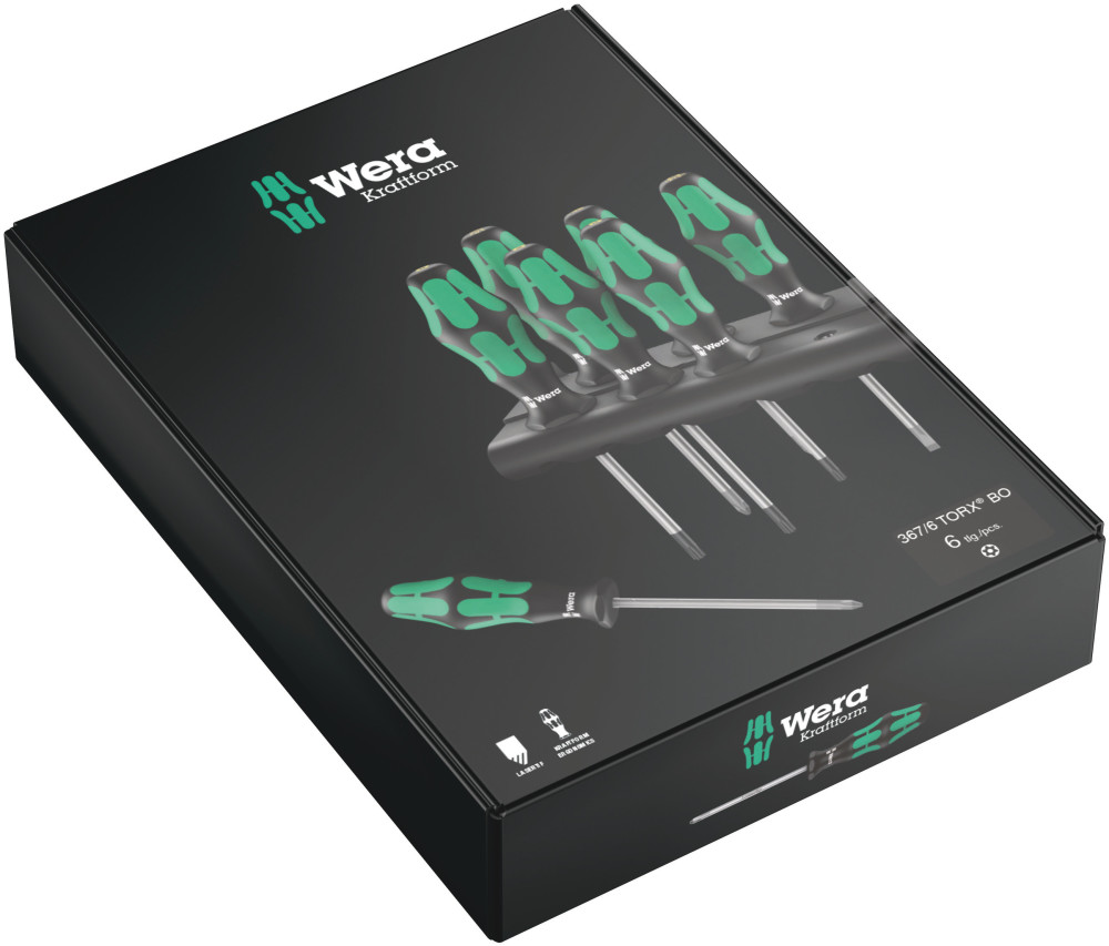 Wera Tools 367/6 TORX BO Kraftform Screwdriver Set and Rack 6pc