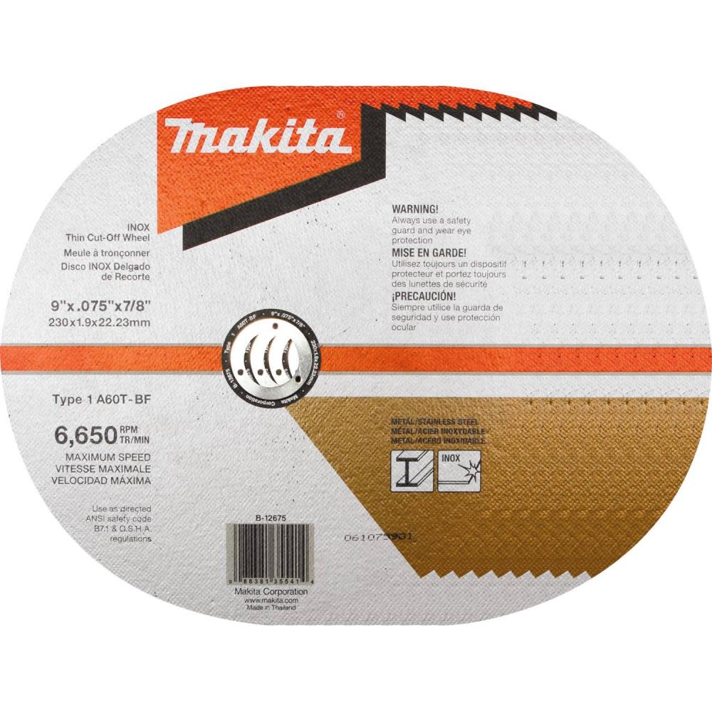 

Makita 9" x .075" x 7/8" INOX Thin Cut-Off Wheel 60 Grit 10/pk