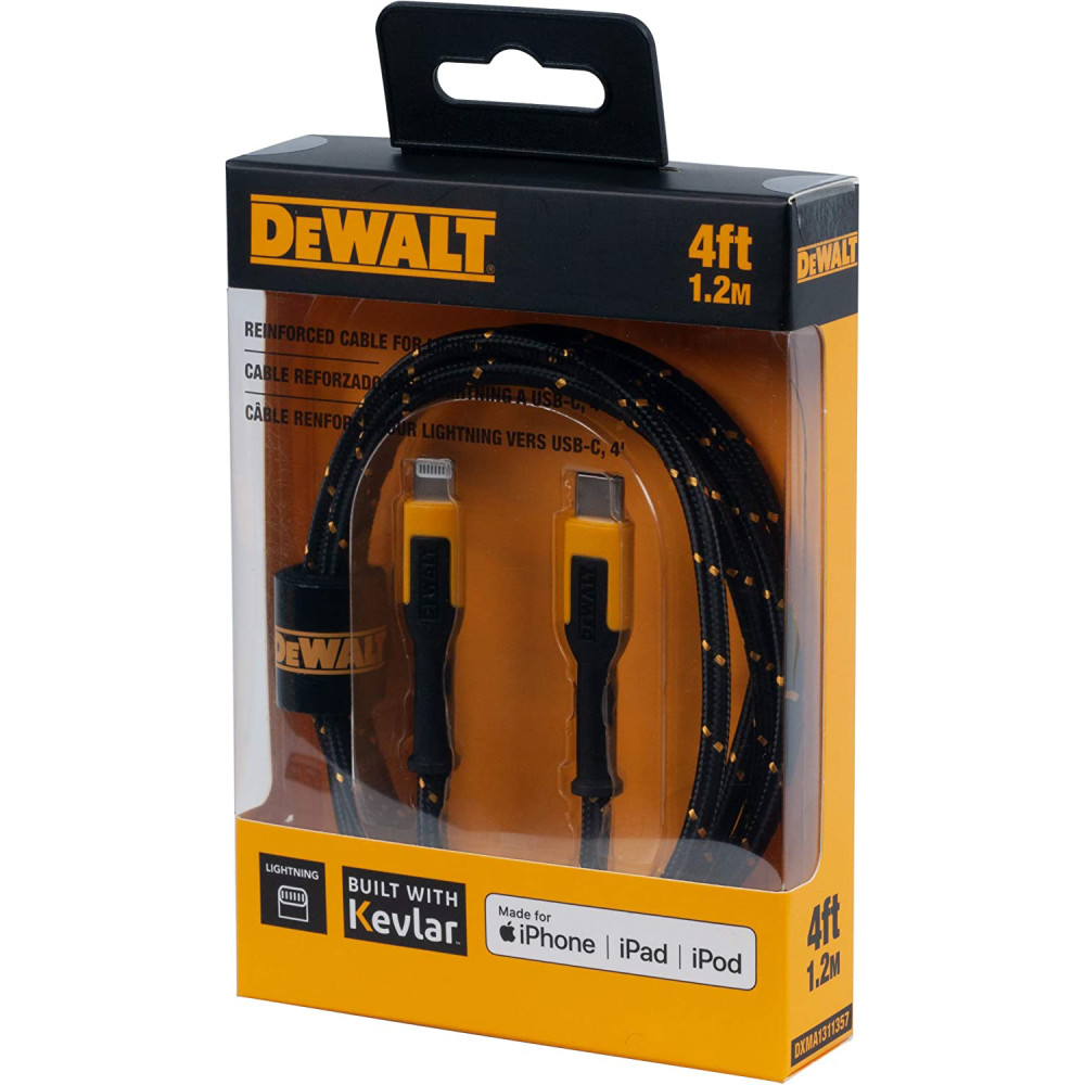DEWALT Phone Charger Lightning to USB-C 4' 131 1357 DW2 Acme Tools