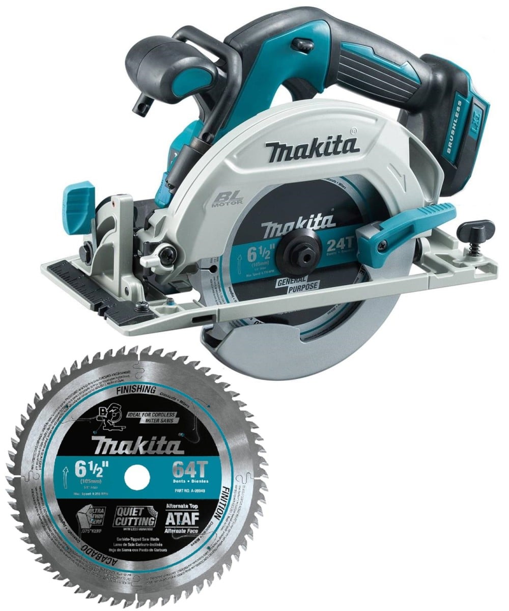 View Makita 18V LXT Lithium-Ion Brushless Cordless 6-1/2 Inch Circular Saw (Bare Tool) & 64T Carbide-Tipped Ultra-Thin Kerf Saw Blade