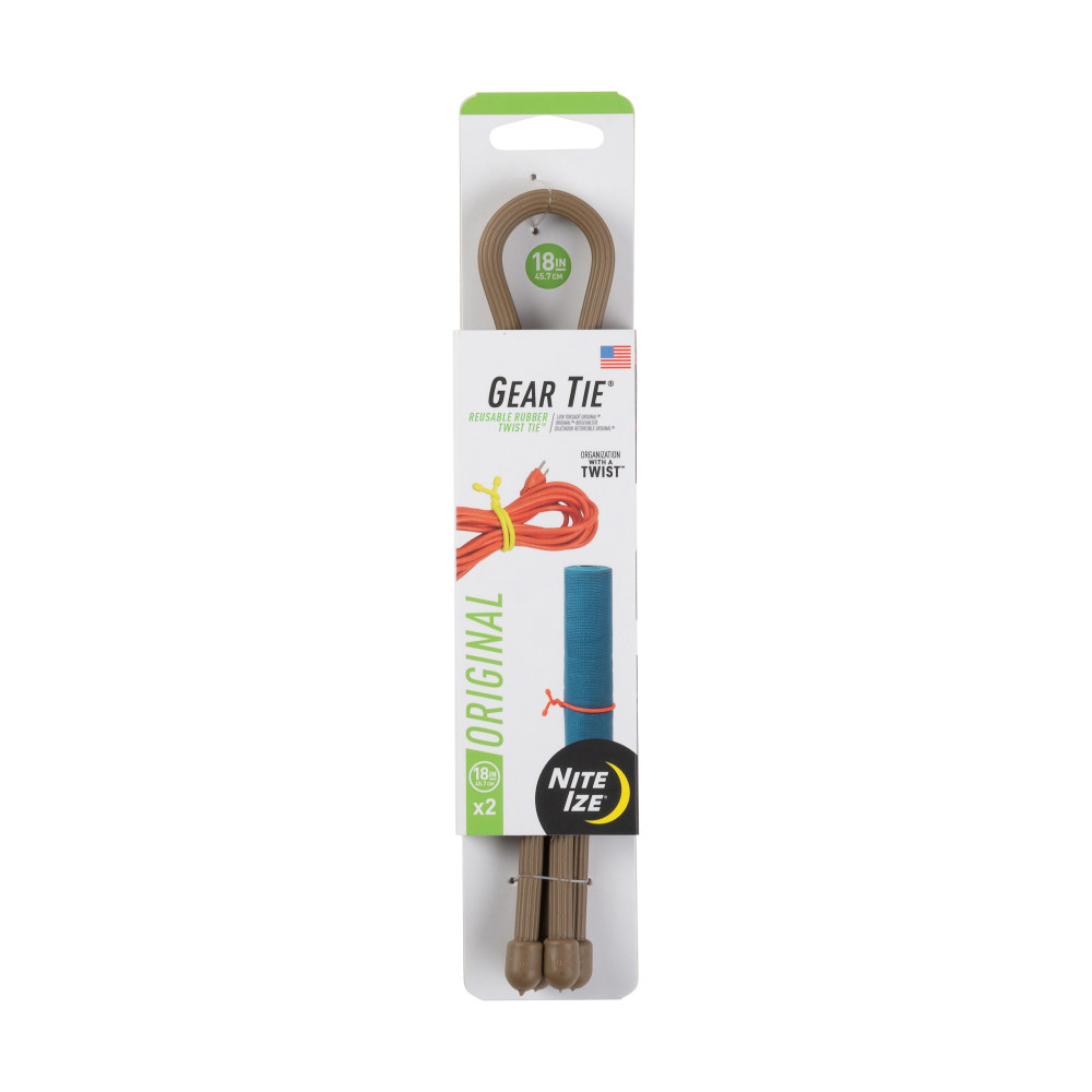 Nite Ize Gear Tie Schaltbinder – 2er Pack, 30,5 Cm, Coyote-Farbe, Wiederverwendbare Gummi-Draht-Binder