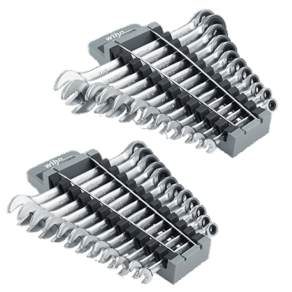 Wiha Combination Ratchet Wrench Set, Metric and SAE, 24 Pieces 30395 ...