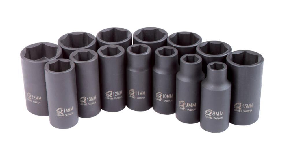 Sunex 14 pc. 3/8 In. Drive Metric Mid-Depth Impact Socket Set 3328