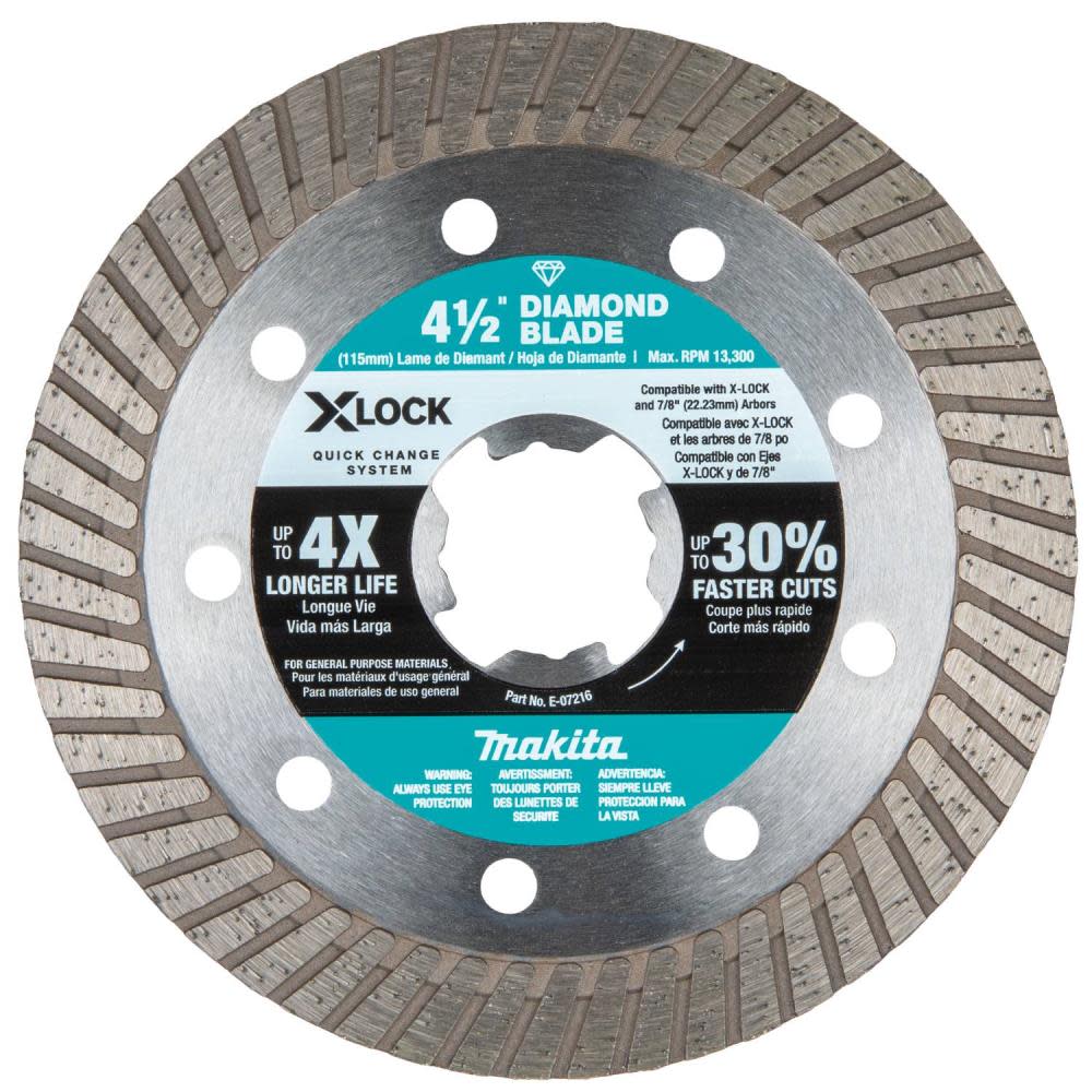 

Makita X-LOCK 4-1/2" Turbo Rim Diamond Blade for Masonry Cutting
