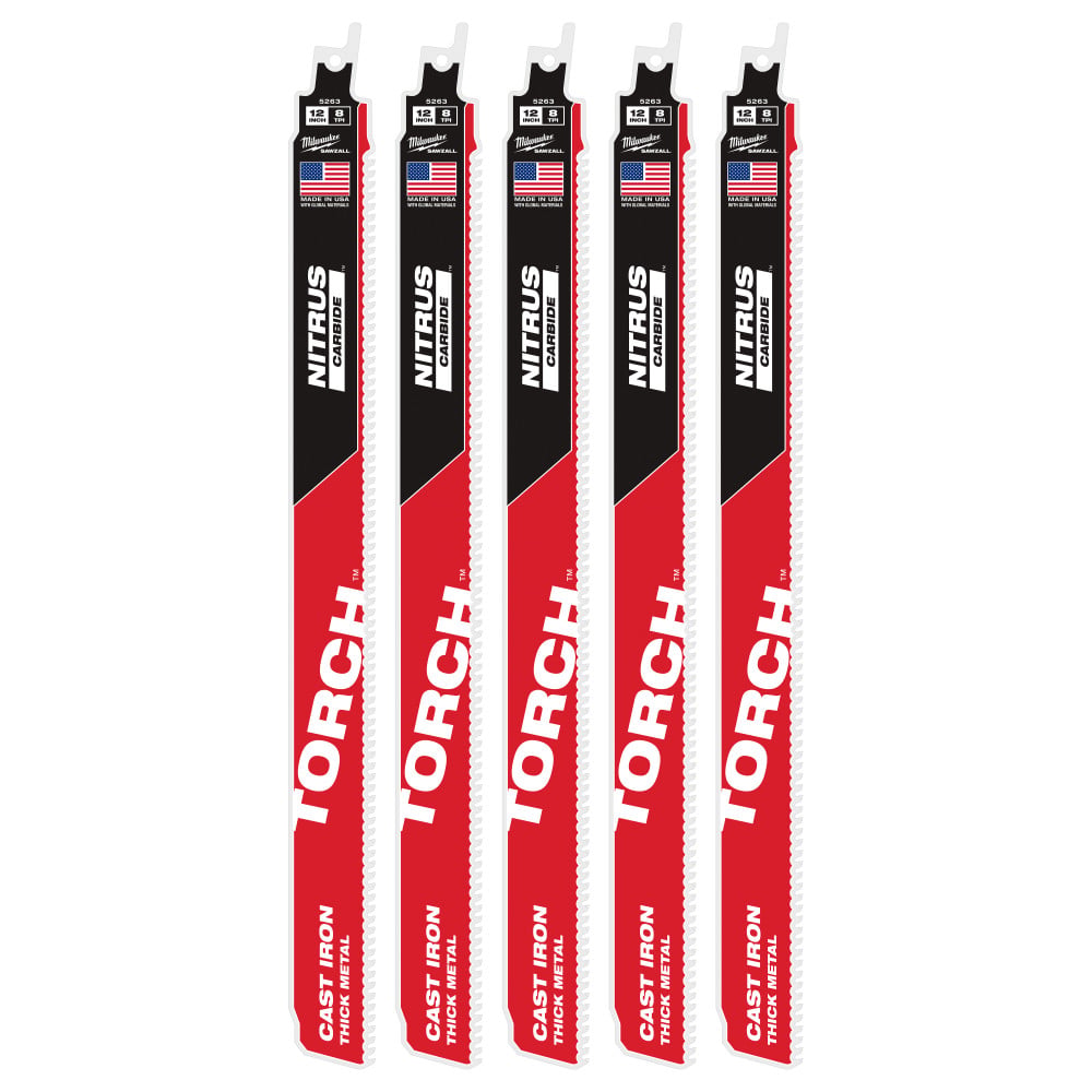 Milwaukee 12inch 7TPI The TORCH for CAST IRON with NITRUS CARBIDE 5PK
