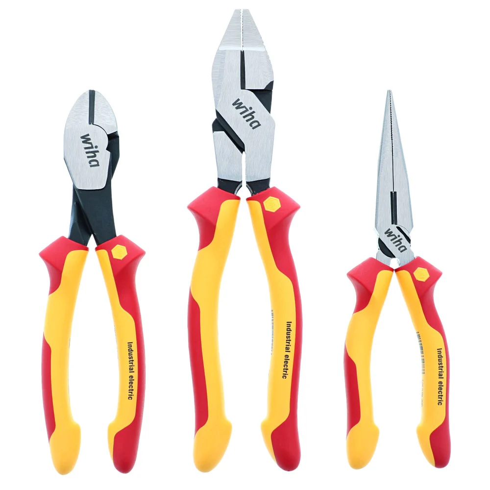 Wiha Insulated Industrial Grip Pliers & Cutters Set 3pc