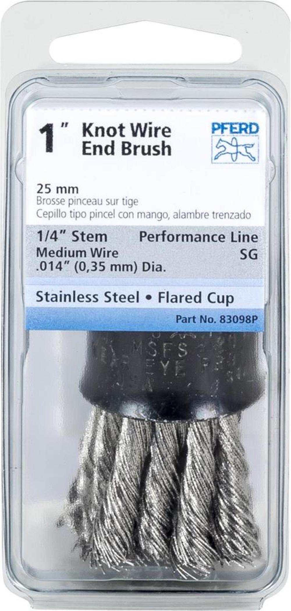 

Pferd P.O.P. 1" Knot Wire End Brush - Flared Cup - .014 SS Wire 1/4" Shank