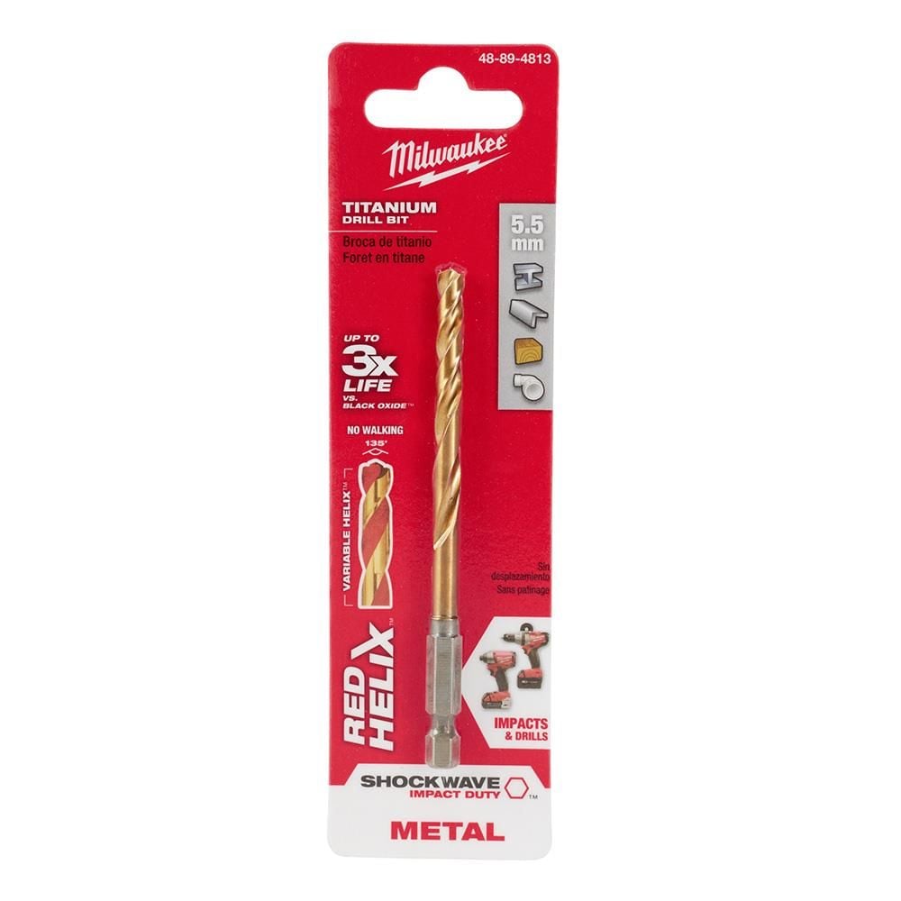 Milwaukee 5.5mm Metric Titanium SHOCKWAVE Red Helix Bit