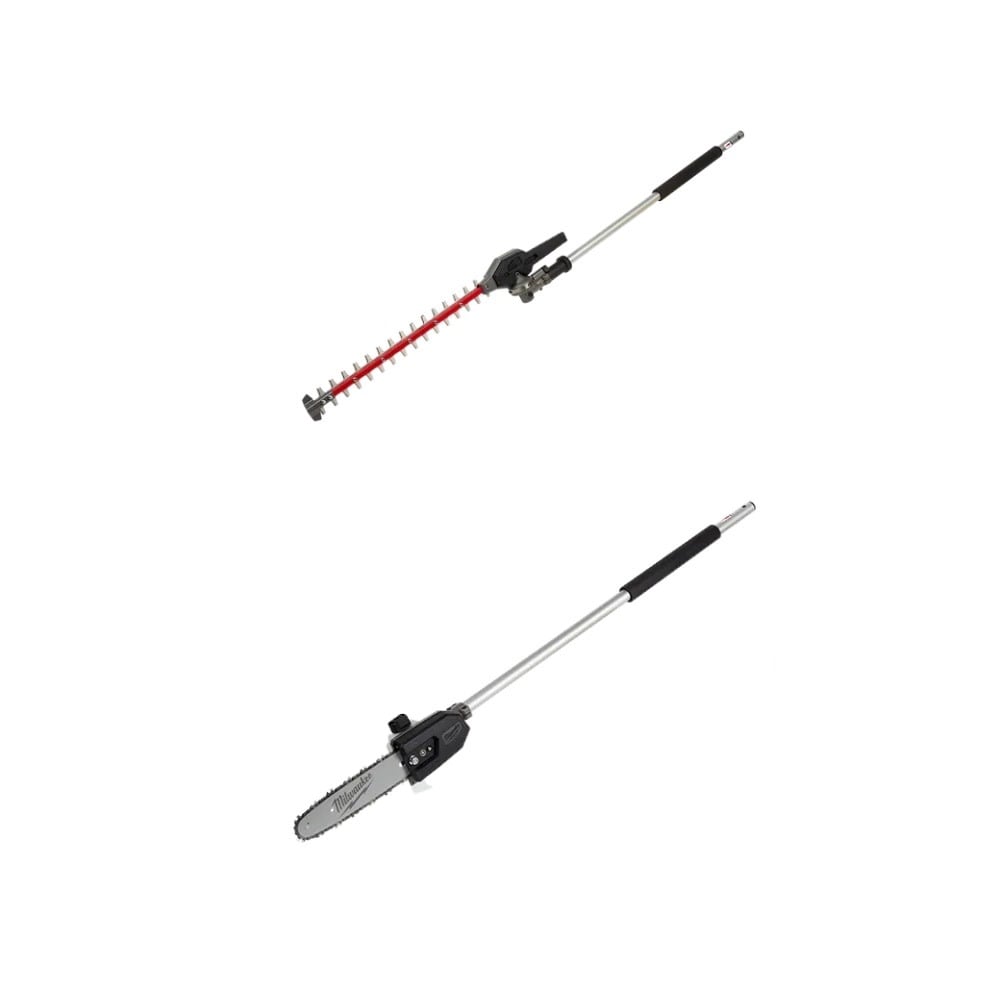 Milwaukee M18 Hedge Trimmer Attachment , 10 Inch Pole Saw Attachment Bundle