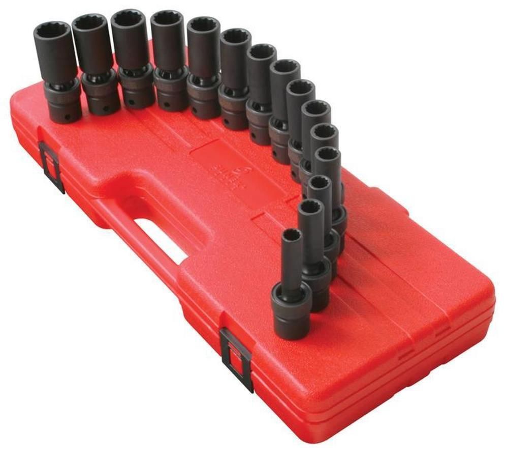 Sunex 1/2 Inch Drive Metric 12 Point Deep Universal Impact Socket Set ...