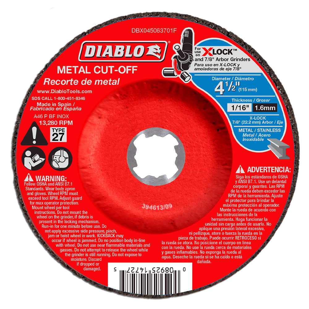 

Diablo Tools 4-1/2" Type 27 Metal Cut-Off Disc for X-Lock and All Grinders