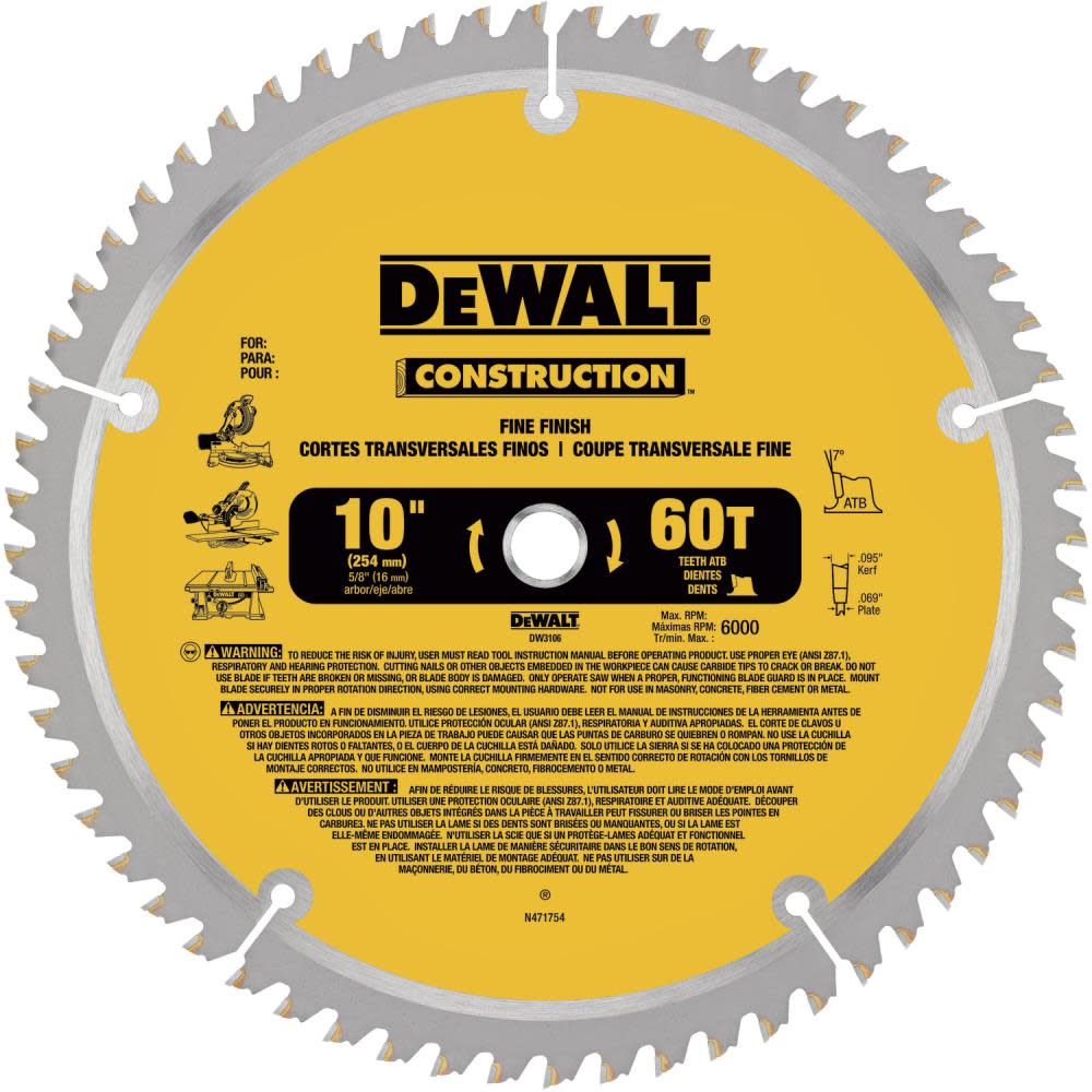 

10-in 60-Tooth Carbide Saw Blade